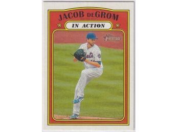 2021 Topps Heritage Jacob DeGrom In Action 1972 Redux