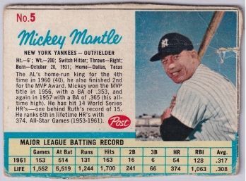 1962 Post Mickey Mantle
