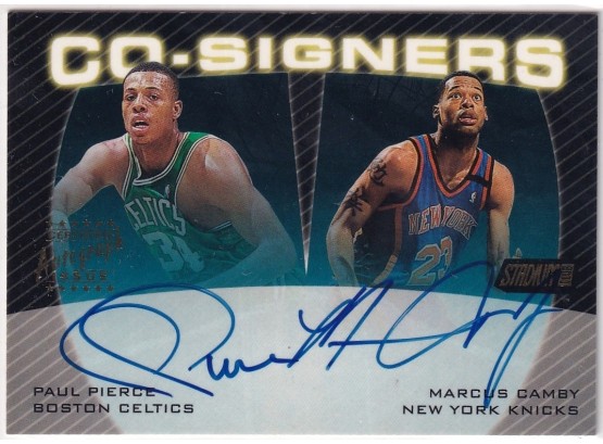 2000 Topps Stadium Club Co-signers Paul Pierce & Marcus Camby Certified Autographed Card