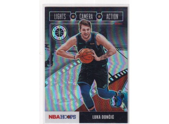 2019-20 Panini NBA Hoops Premium Stock Luka Doncic Lights Camera Action Prizm Card