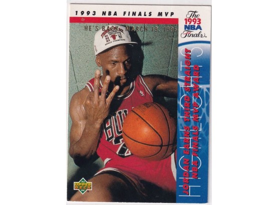 1993 Upper Deck NBA Finals Jordan Earns Third Straight NBA Finals