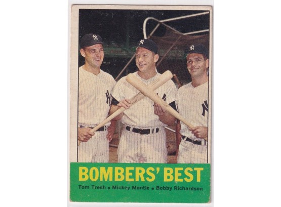 1963 Topps Bomber's Best Tom Tresh & Mickey Mantle &  Bobby Richardson