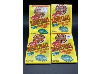 4 1990 Fleer Basketball Trading Card Packs