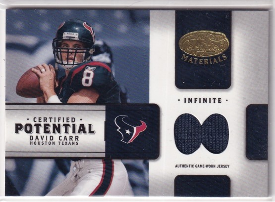 2004 Leaf Certified Materials David Carr Certified Potential Jersey Card 33/75