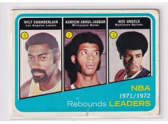 1972 Topps 71-72 NBA Rebounds Leaders
