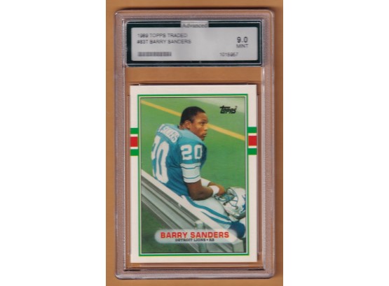 1989 Topps Traded Barry Sanders AGS Mint 9 Rookie