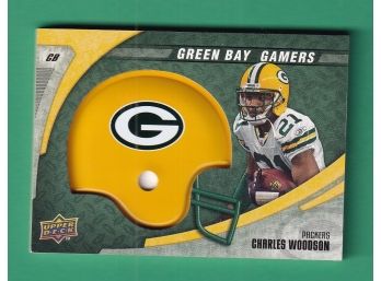 2008 Upper Deck Charles Woodson Green Bay Gamers Manufacture Mini Football Helmet Card