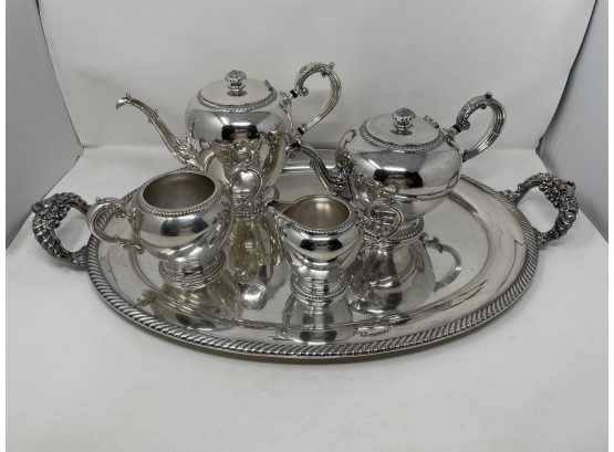 Antique Silverplate Tea Set With Tray Circa 1940s