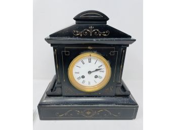 Antique Black Marble Mantle Clock -