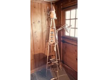 Vintage Mid Century Windmill With Radio And Task Lamp - Super Unique Work Of Art !
