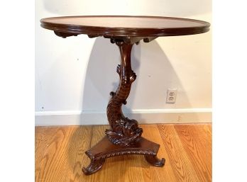 Antique Tilt Top Heavy Carved Dolphin Table