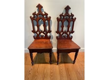 Pair Of Gothic Revival Hall Chairs