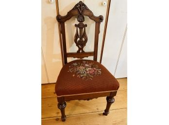 Antique Chair With Needlepoint Seat