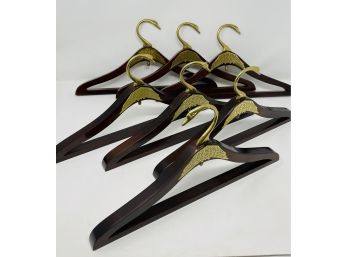 Heavy Wooden And Brass Hangers 24 Total