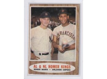 1962 Topps Al & NL Homer Kings Roger Maris & Orlando Cepeda