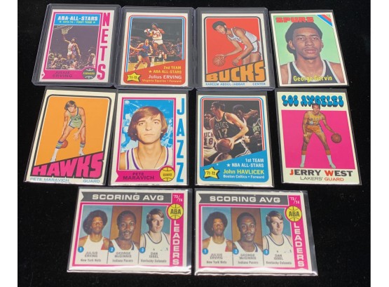 10 Card 1970s Topps Basketball Stars Lot