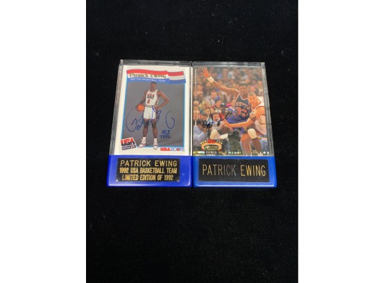 (2) Patrick Ewing Signed Cards