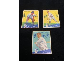 Estate Fresh Lot Of (3) 1934 Goudey Baseball Cards