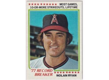 1978 Topps Nolan Ryan 77 Record Breaker