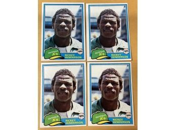 4 1981 Topps Rickey Henderson Baseball Cards