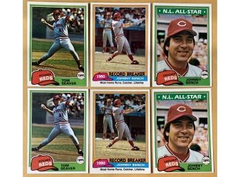 6 1981 Cincinnati Reds Baseball Cards
