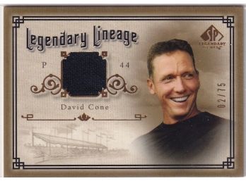 2005 Upper Deck Legendary Lineage David Cone Game Used Jersey Card 2/75