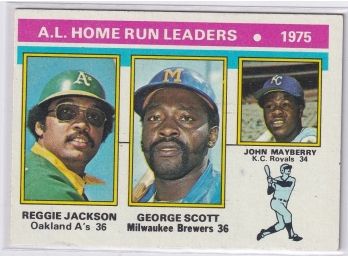 1976 Topps A.L. Home Run Leaders Reggie Jackson George Scott John Mayberry