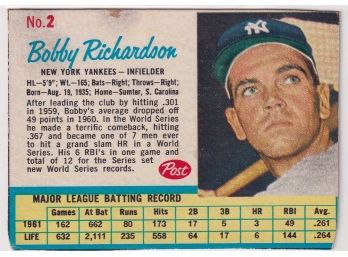 1962 Post Bobby Richardson