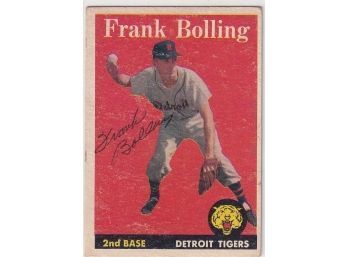 1958 Topps Frank Bolling Estate Found Autograph Card