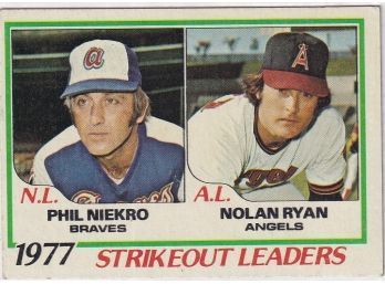 1978 Topps 1977 Strike Out Leaders Phil Niekro & Nolan Ryan