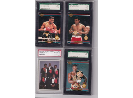 4 Boxing Trading Cards Graded Ali ! Holyfield ! Lewis !