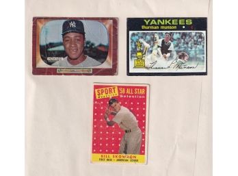 3 Yankee Baseball Cards Howard, Munson & Skowron
