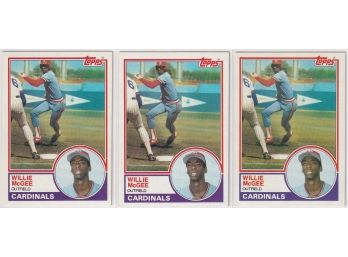 3 1983 Topps Willie McGee Rookie Cards