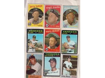 17 Vintage Topps Yankees Baseball Cards