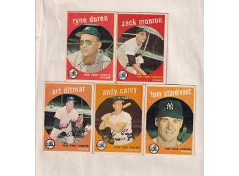 10 1959 Topps New York Yankees Baseball Cards