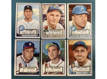 6 1952 Topps Baseball Cards