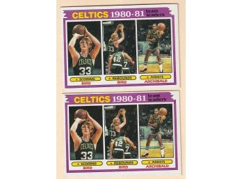 2 1981 Topps Celtics 1980-81 Team Leaders