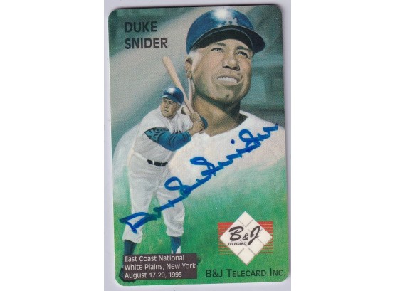 B&J Telecard Duke Snider Certified Autograph (Personal Signing)