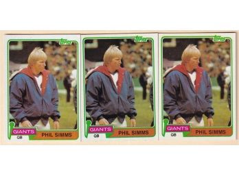 3 1981 Topps Phil Simms Football Cards