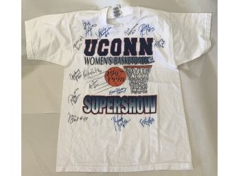 Uconn Women's Basketball Supershow 1997-98 Fruit Of The Loom T Shirt Kids M Signed!