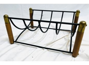 Mid Century Iron And Brass Log Holder