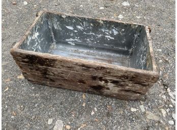 Antique Zinc Lined Ice Chest In Wooden Crate - Large