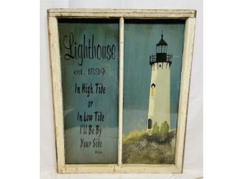Unique Reverse Painted Large Window Lighthouse