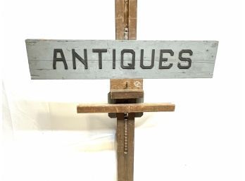 Vintage Folk Art Wooden Antique Store Sign