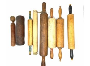Antique Collection Of Rolling Pins In Varying Sizes