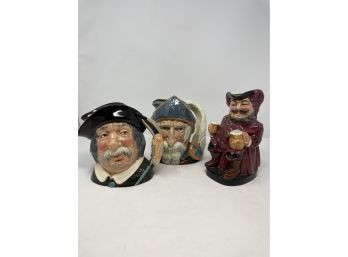 Set Of 3 Royal Doulton Porcelain Figural Toby Pitcher