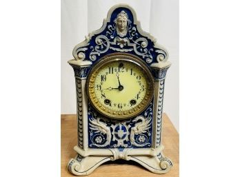 Antique Westerwald German Salt Glazed Mantle Clock - Untested - As Is