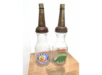 Contemporary Collectible Gasoline Oil Bottles With Litho Advertising