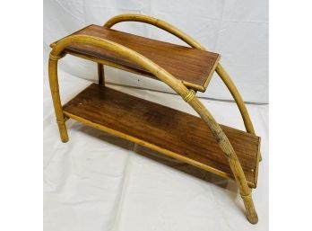 Vintage Bamboo Side Table - Unique Shape