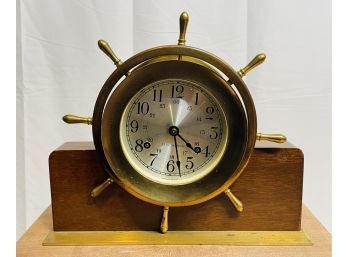 Vintage Seth Thomas Ships Wheel Clock With Stand